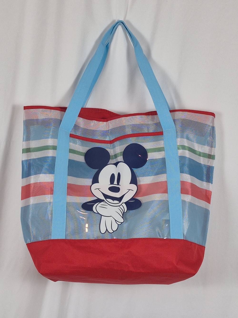 Disney Store Mickey Mouse "Summer Fun" Striped Mesh Beach Tote Bag
